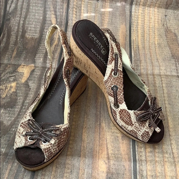 SPERRY snake skin print wedges size 9.5 - Picture 1 of 7